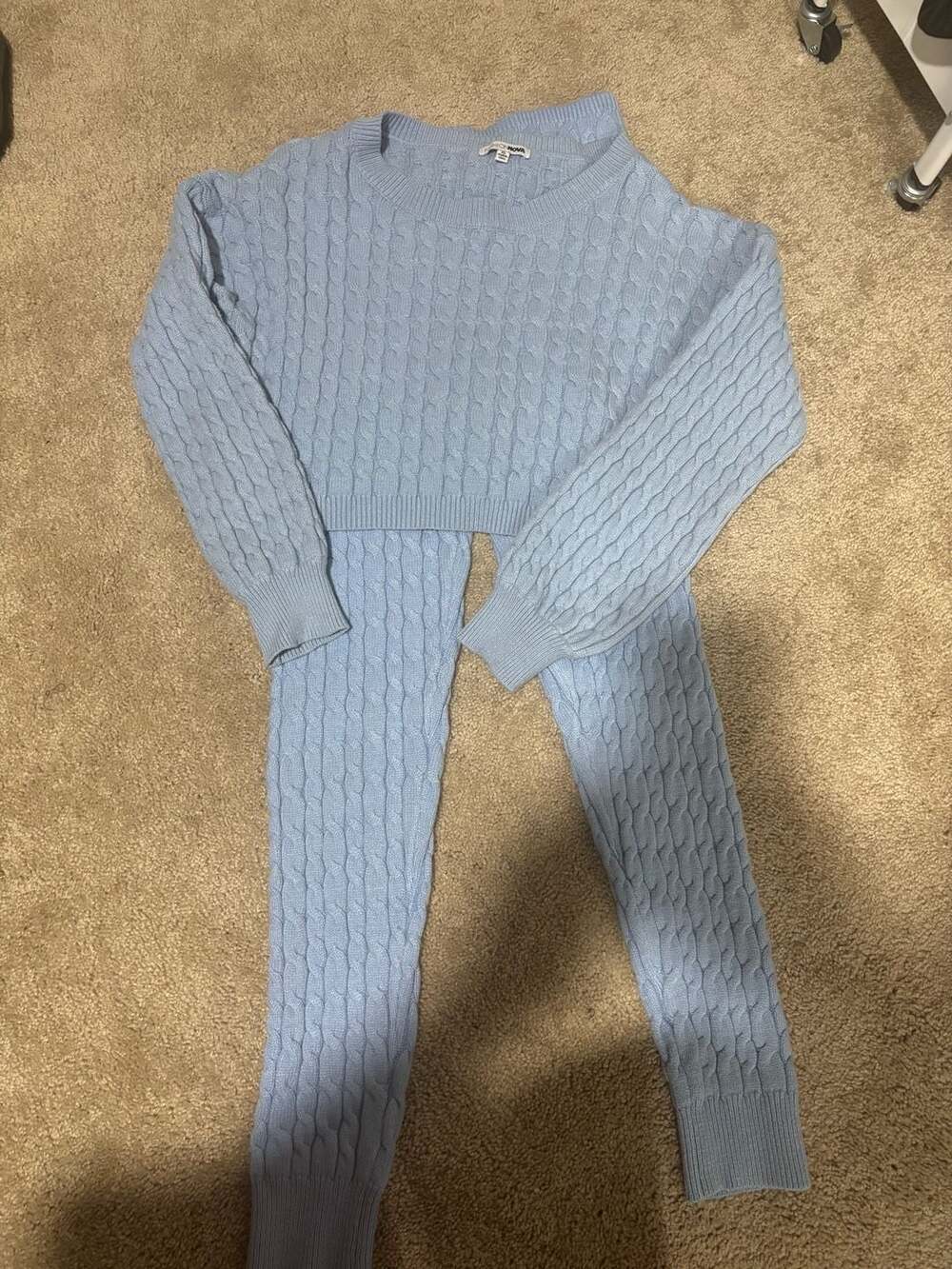 Don't Bother Sweater Pant Set - Light Blue
